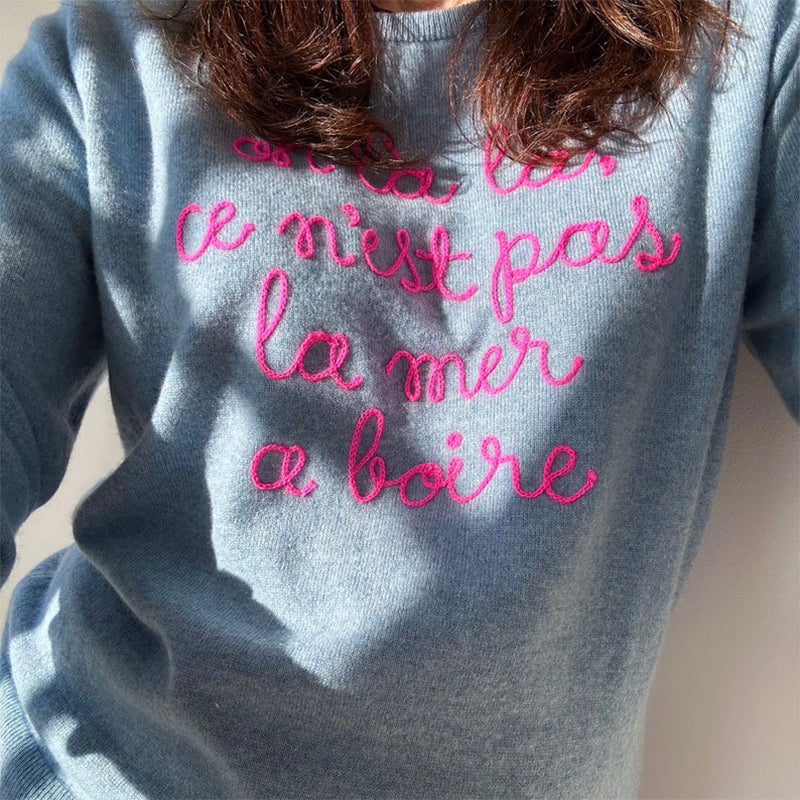 Customized CASHMERE Sweater, Embroidered Cashmere Clothing for Women