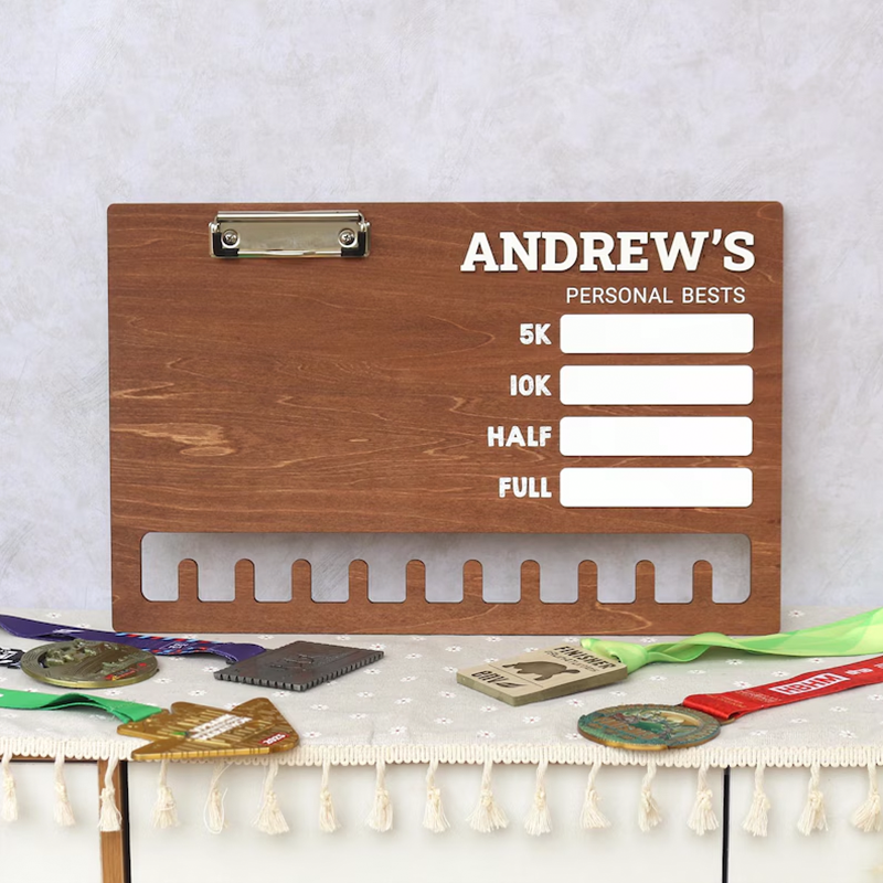 Running Medal Display Board: Personal Bests Chalkboard