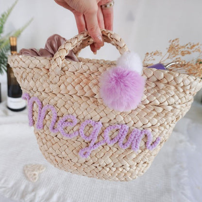Personalized Straw Bridesmaid Handbag,Moroccan Basket