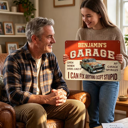Personalized I Can Fix Anything Except Stupid Vintage Garage Metal Sign