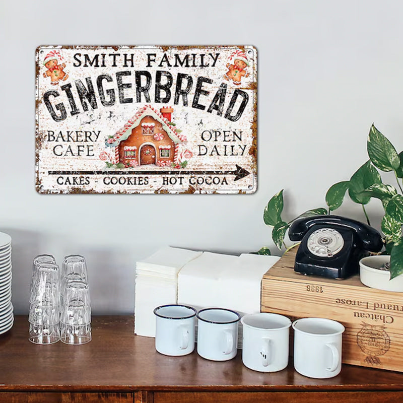 Custom Name Gingerbread Bakery Metal Sign
