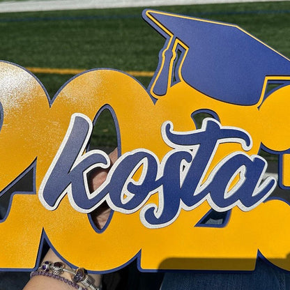 Deluxe Grad Sign, Personalized Name, Graduation Cap Wood Sign