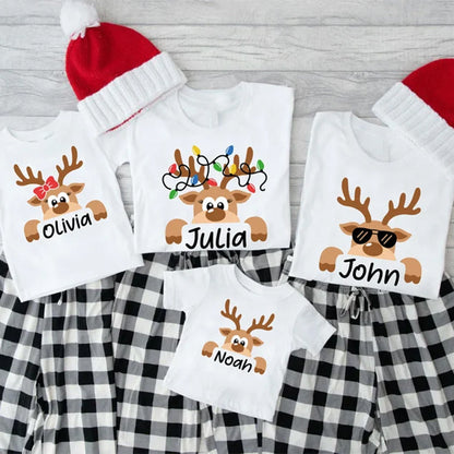Reindeer Family Christmas Shirt,Personalized Christmas Family Shirt
