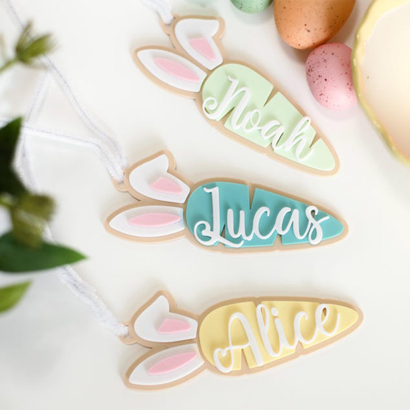 Personalized Easter Basket Tag: Custom Name, Carrot Bunny Ornament