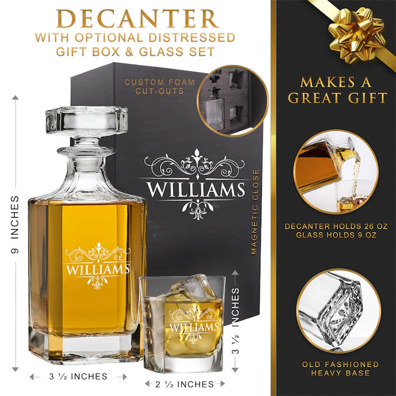 Man Birthday Gift for Him - Custom Decanter Set
