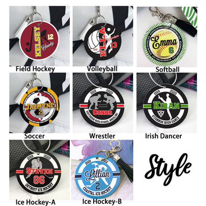 Wrestler ,Volleyball ,Softball ,Ice Hockey Hockey Soccer Sport Bag Tag