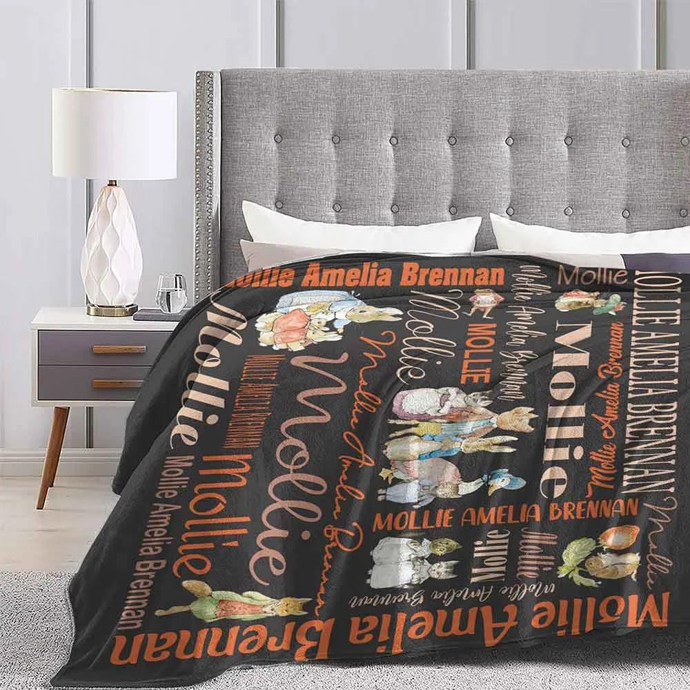 Personalized Peter Rabbit Print Easter Blanket
