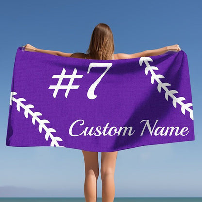 Personalized Beach Towel - Baseball Custom Towel - Custom Baseball