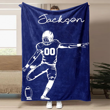 Football Customized Name and Number Blanket