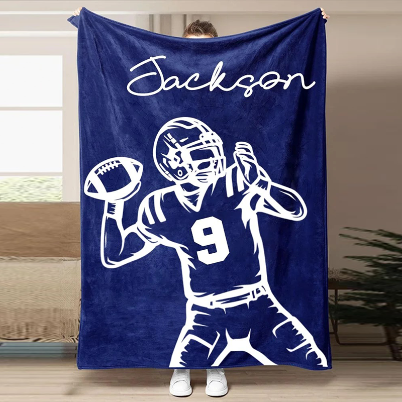 Football Customized Name and Number Blanket