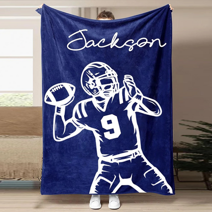 Football Customized Name and Number Blanket