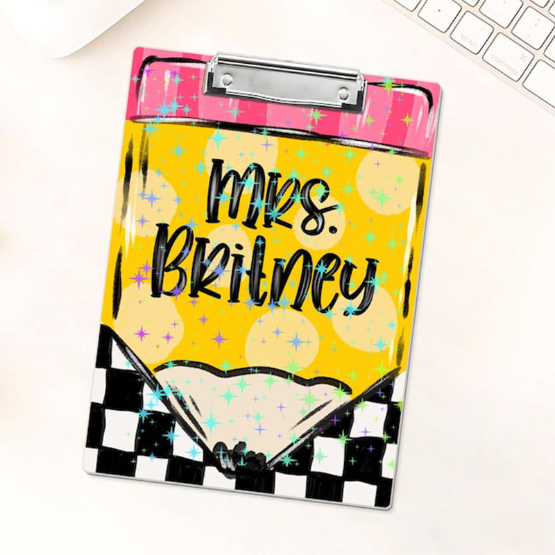 Personalized Teacher Clipboard, Custom Teacher Pencil Clipboard