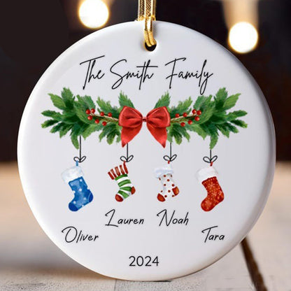 Personalized Family of 4 Ornament, Custom Family Stocking Ornament