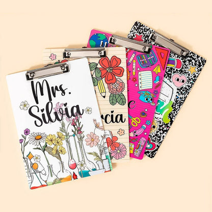 Personalized Floral Lab Notebook Pencil Teaching Theme Hanging Name Clipboard