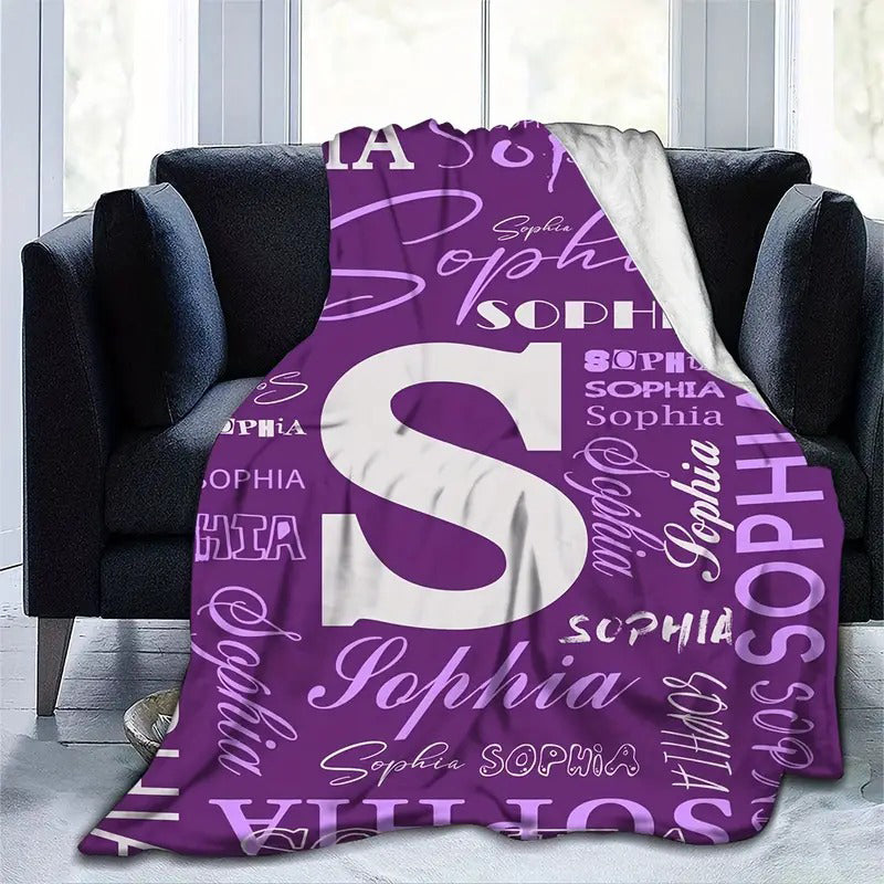 Personalized Custom Flannel Blanket, Letter Custom Your Name Flannel Blanket