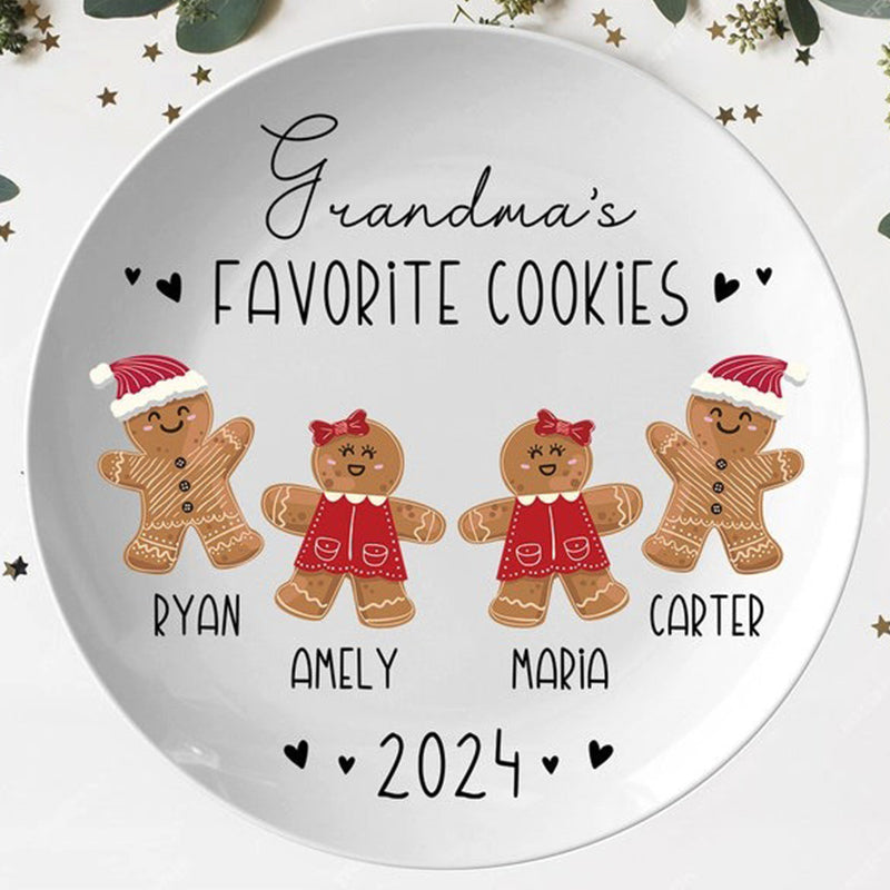 Personalized Gingerbread Christmas Plate, Grandma Plate