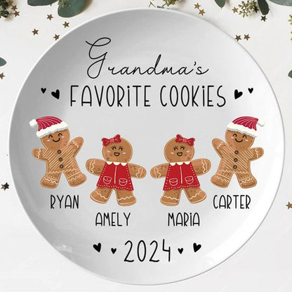 Personalized Gingerbread Christmas Plate, Grandma Plate