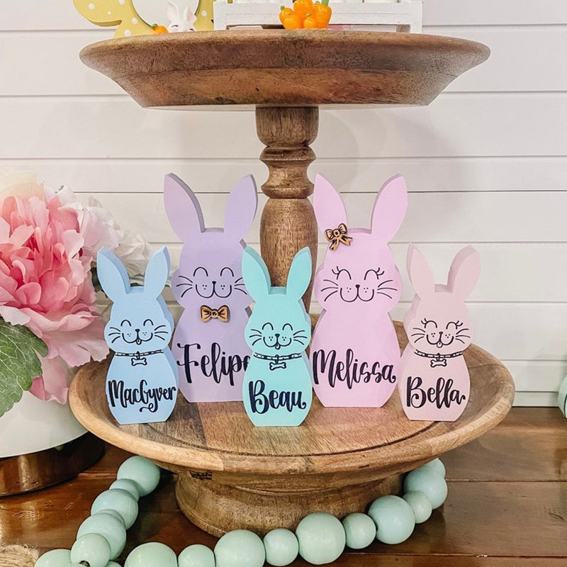 Personalized Easter Bunny Block - Chunky Wooden Easter Bunny