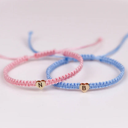 Set of 2 Custom Engraved Initial Bracelets for Couples and Friendships