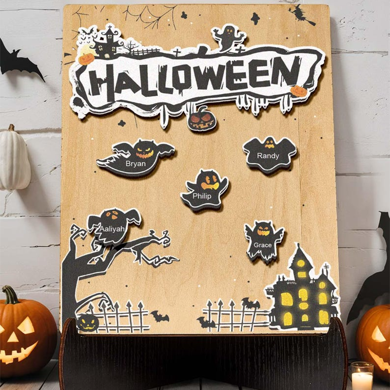 Personalized Ghost Family Sign, Custom Names, Ghost Shape