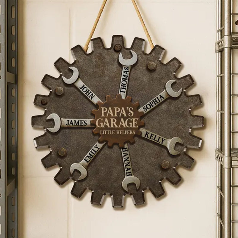 Personalized Garage Sign for Dad, Custom Father's Day Gift with Kids' Names