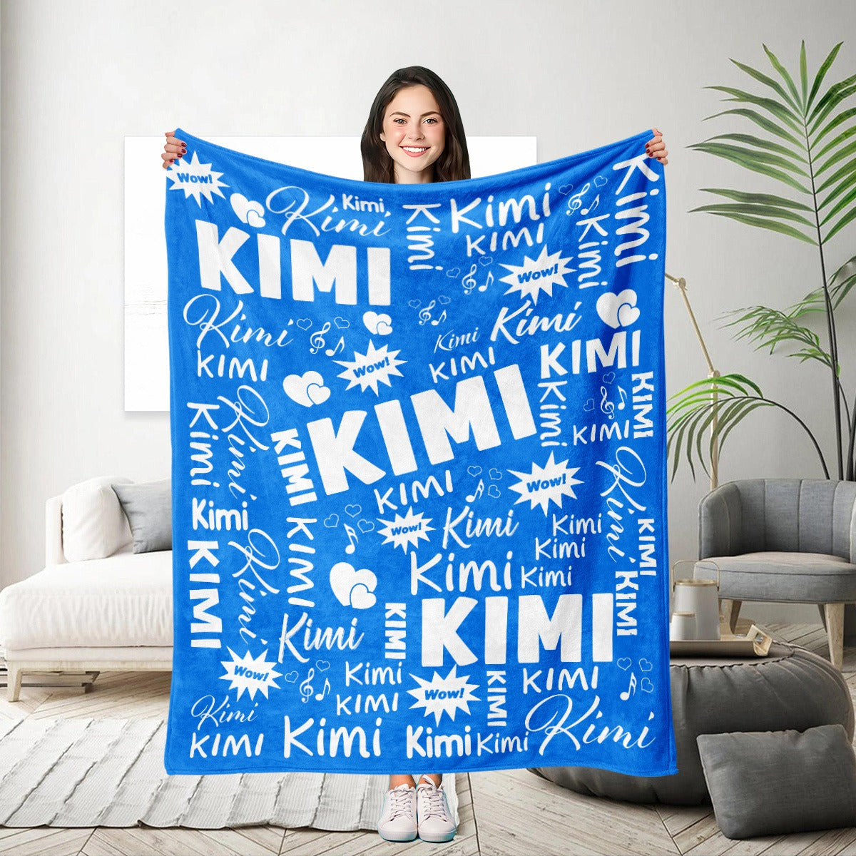 Customized Name Throw Blanket, Personalized Soft Flannel Fleece