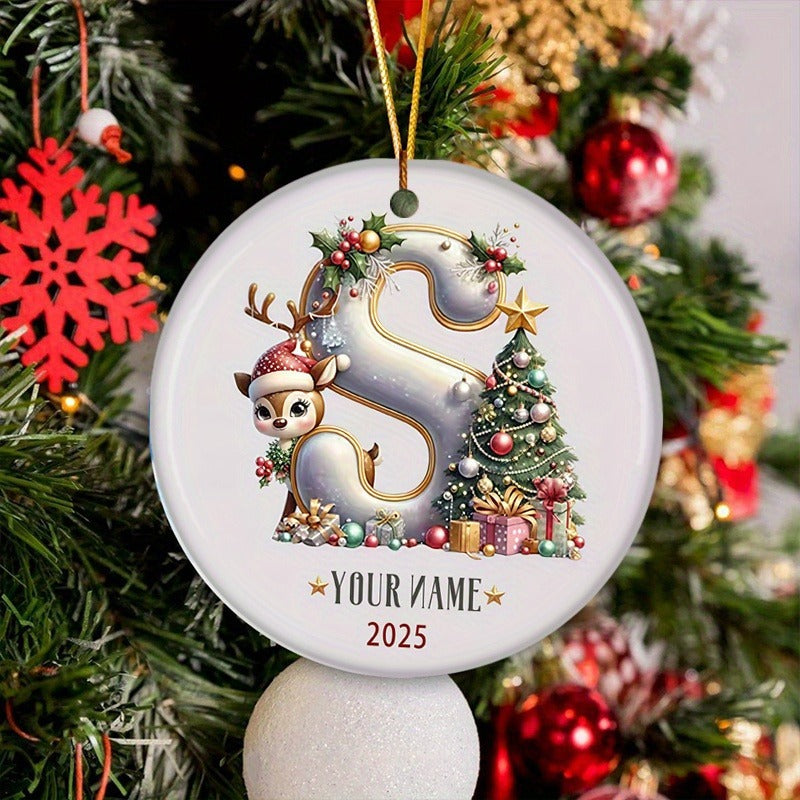 Personalized 2025 Christmas Letter  Ceramic Hanging Ornament