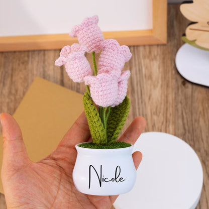 Personalised Crochet Flower in Pot,Custom Name Crochet Flower Pot