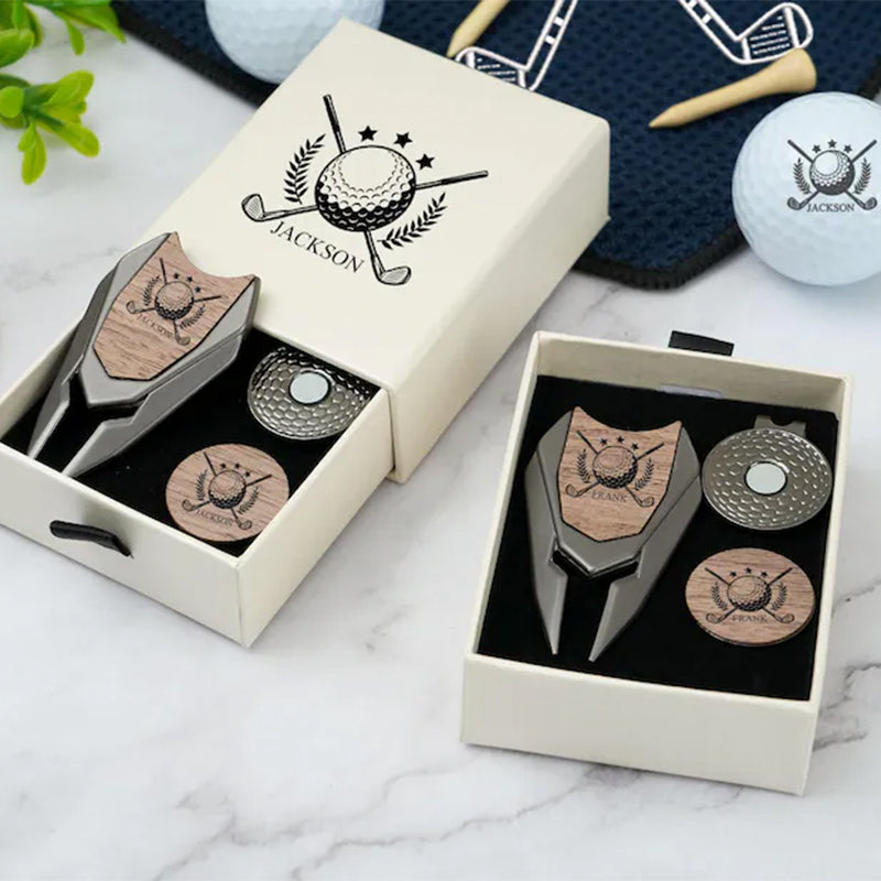Personalized Golf Gift Set: Engraved Divot Tool & Ball Marker