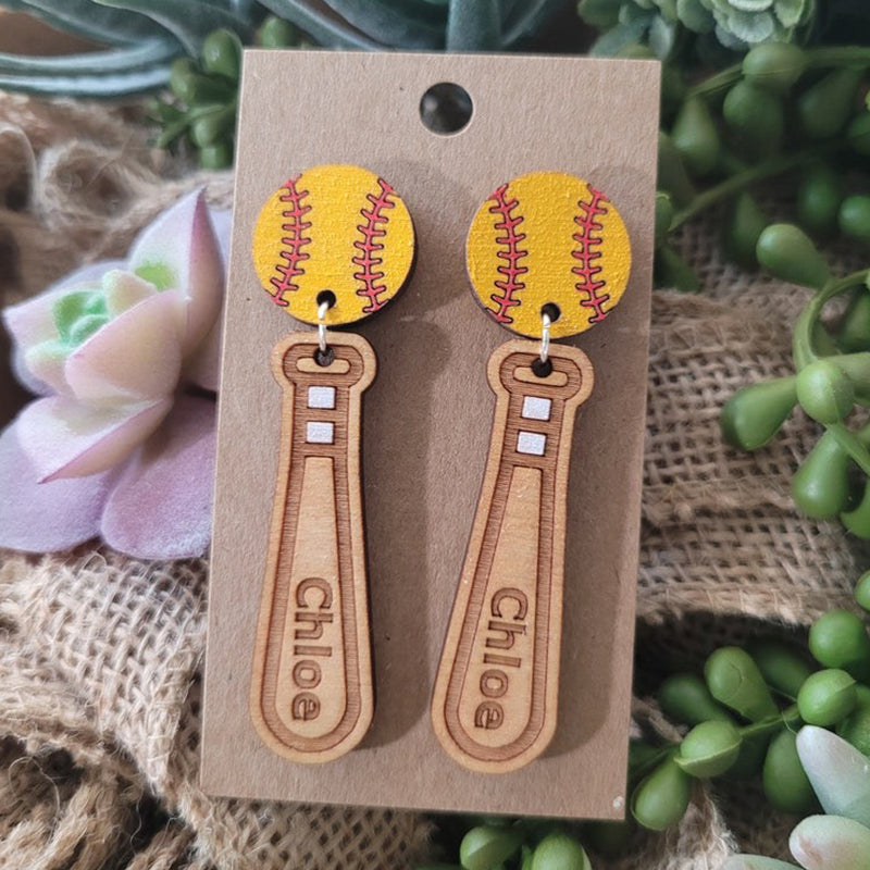 BASEBALL or SOFTBALL EARRINGS + Personalized gift