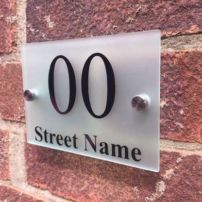 Modern House Sign plaque door number street house name sign frosted acrylic door number