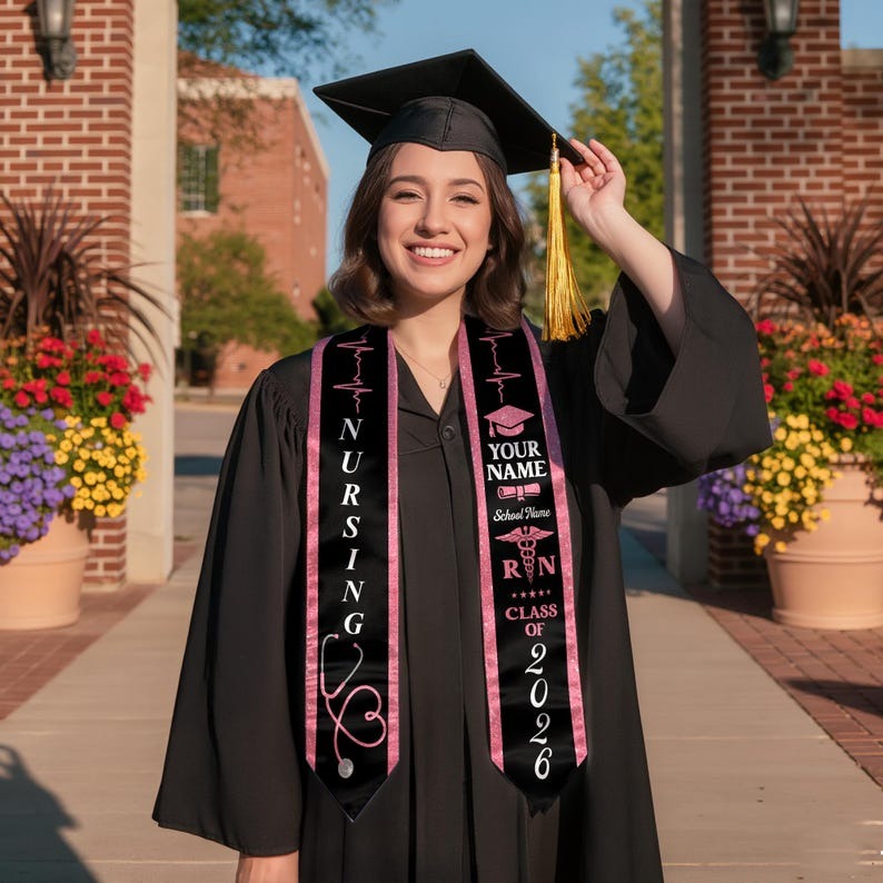 Customized Nursing Stole, Nursing Graduation Stole, RN Stole Nursing