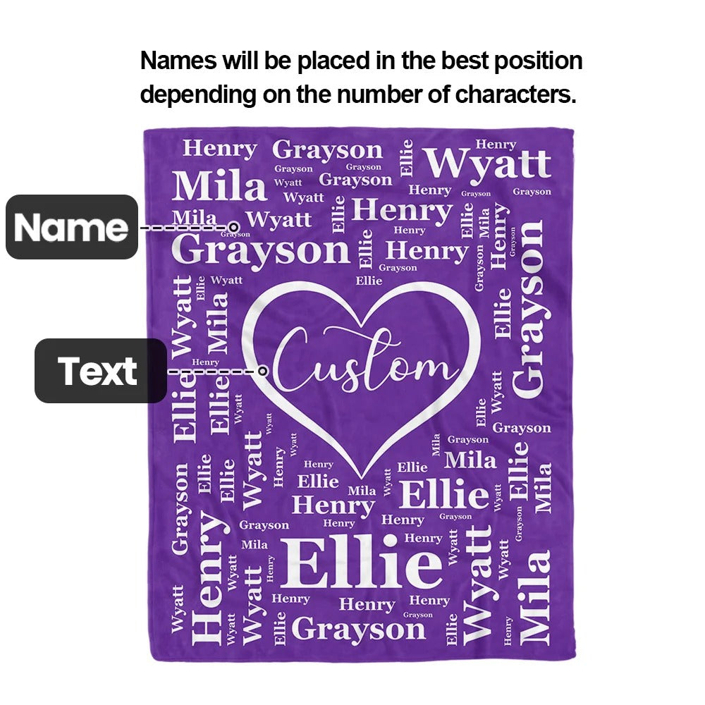 Personalized 1-16 Grandkid Names Blanket