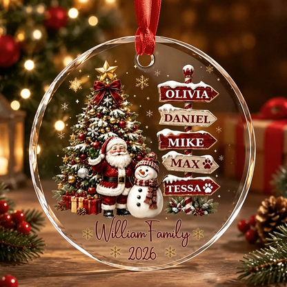 Personalized Family Christmas Ornament , Custom Name Signpost Ornament