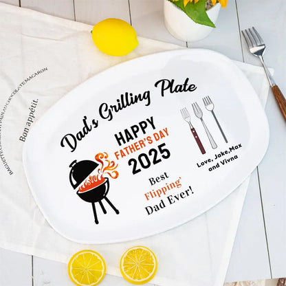 Personalized Grilling Plate for Daddy, Fathers Day Gift from Kids