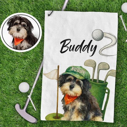 Custom Pet Golf Towel with Pet Photo and Name, Golf Gifts For Men Birthday