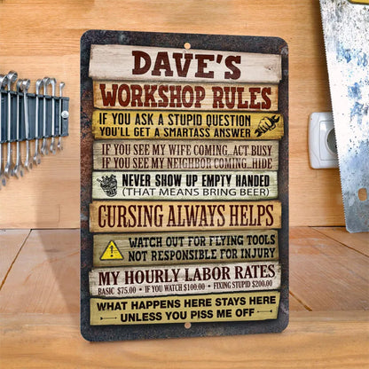 Personalized Garage Rules Sign for Workshop or Office
