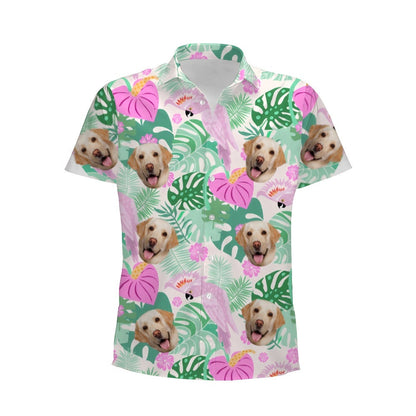 Personalized Photo Hawaiian Shirt Custom Dog Cat Face Holiday Tropical Pattern Shir