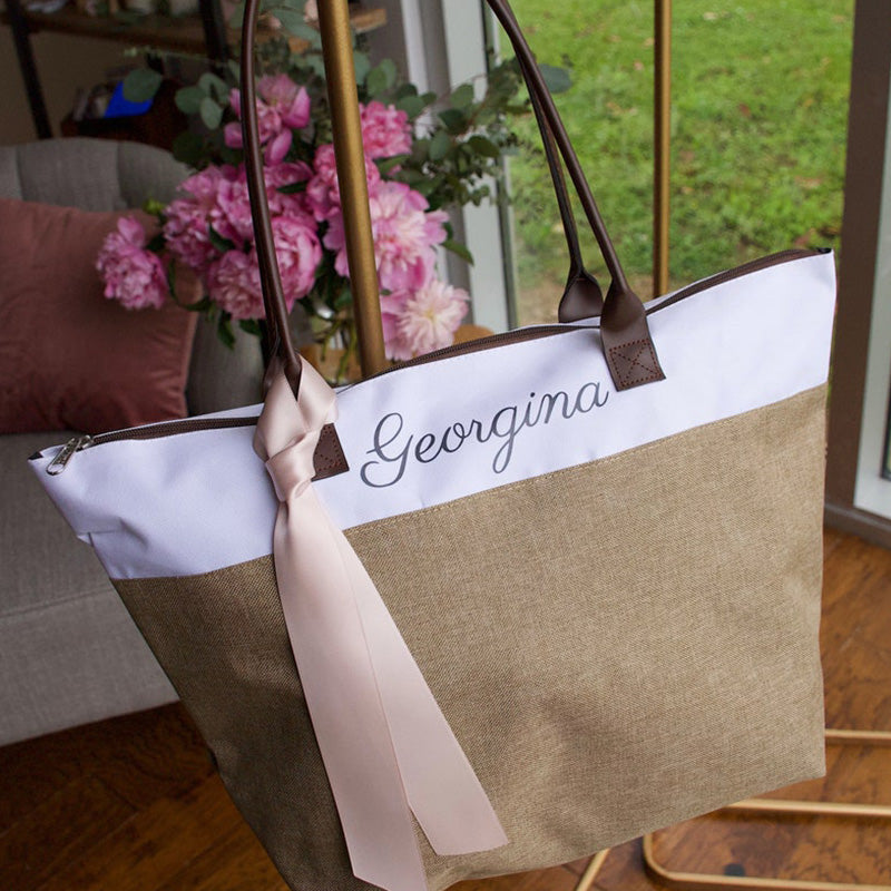 Bridesmaid Tote . Personalized Bridesmaid Gift Bags. Custom Name Bag
