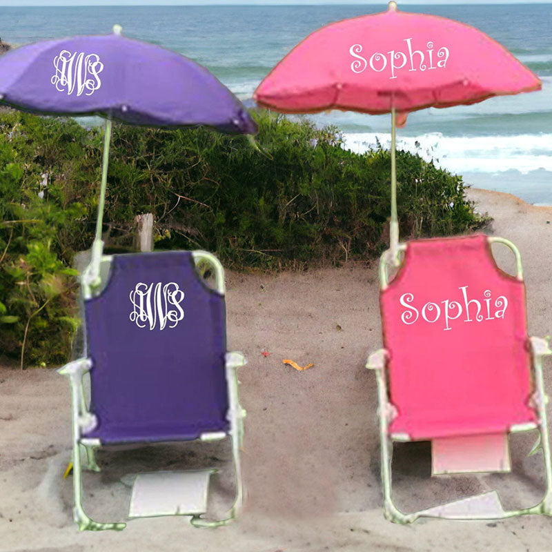 Monogrammed Kid's Beach Chair w/ umbrella