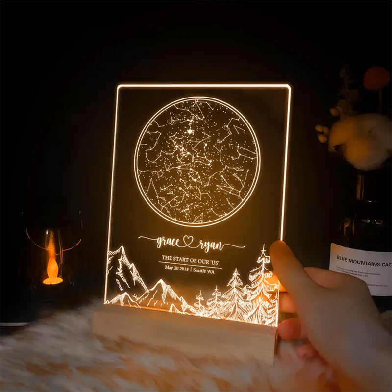 Custom star map by date, Engagement star light