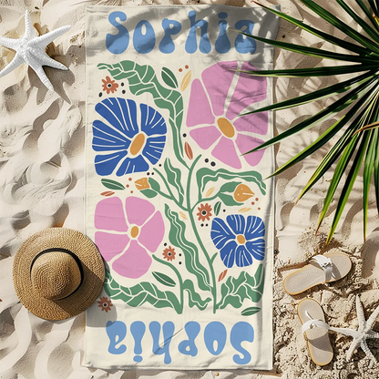Personalized Multicolor Floral Quick Dry Oversized Beach Towel