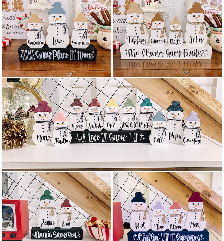 Personalized Snowman Block - Chunky Snowman Blocks