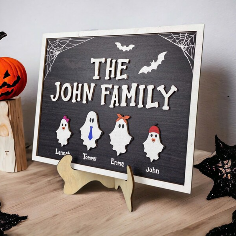 Custom Ghosts and Pets Decor, Halloween Sign with Stand