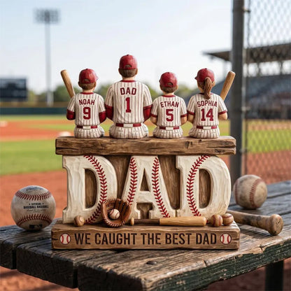 Personalized Baseball Soccer Football Basketball  Dad & Kids 2D FLAT Wooden Block, Custom Jersey Sign