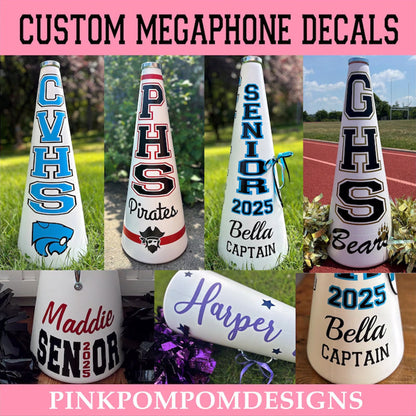 Custom order - FREE SHIPPING - custom decals for cheer megaphones