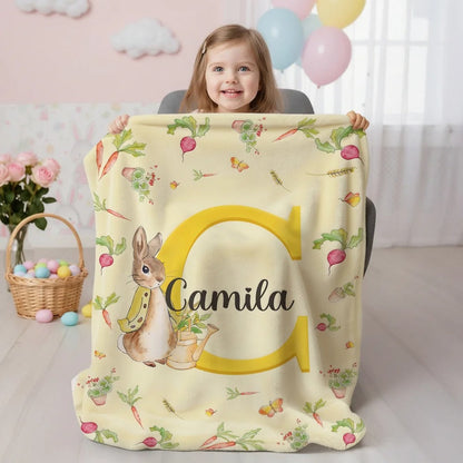 Personalized Easter Multicolor Peter Rabbit Soft Throw Blanket with Name