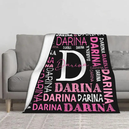 Custom Name Personalized Knit Fabric Throw Blanket