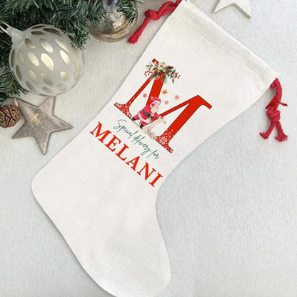 Personalized Santa Stocking with Name, Christmas Name Stocking
