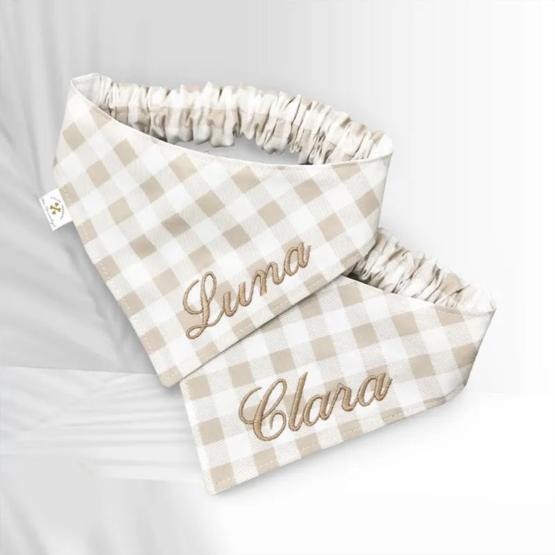 Customizable Gingham Dog Bandana with Elastic
